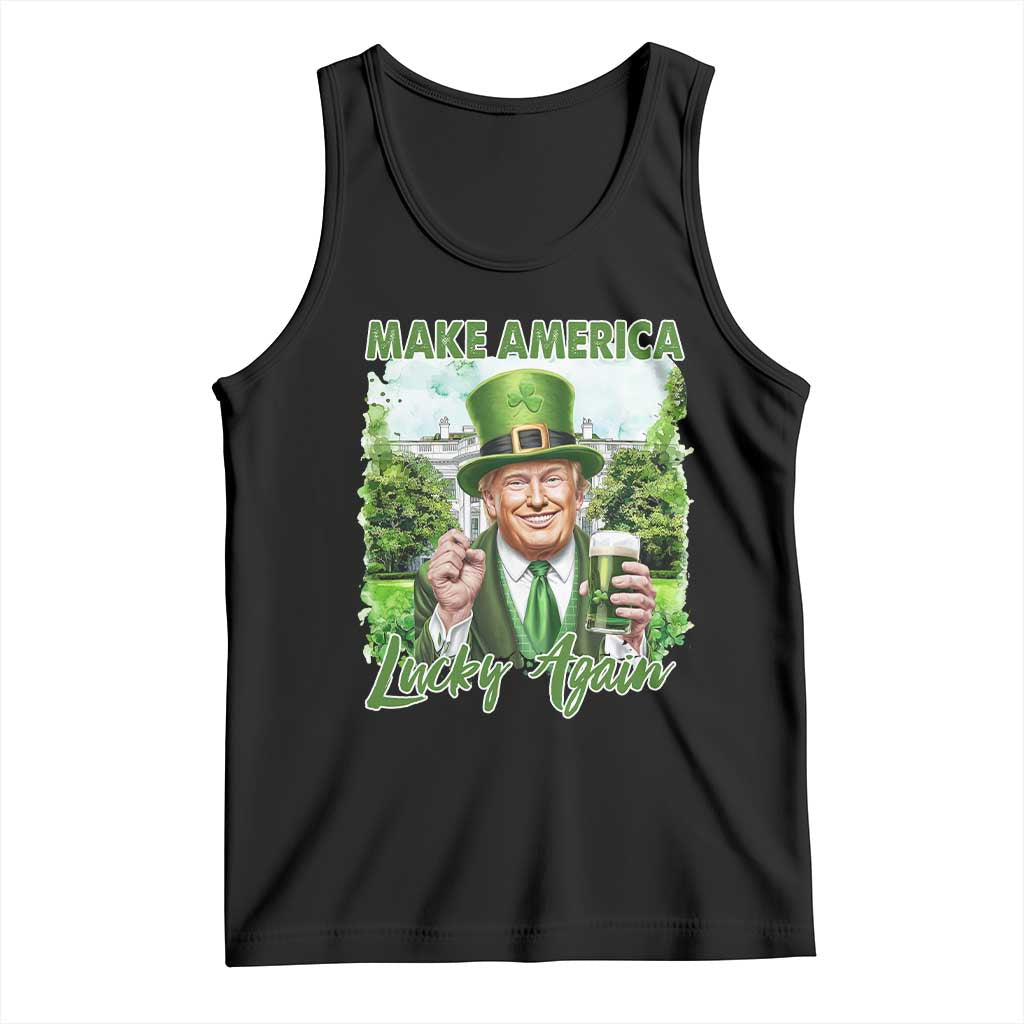 Funny Trump St. Patrick's Day Tank Top Make America Lucky Again TS09 Black Print Your Wear