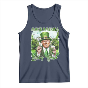 Funny Trump St. Patrick's Day Tank Top Make America Lucky Again TS09 Navy Print Your Wear