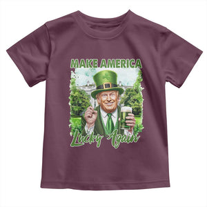 Funny Trump St. Patrick's Day Toddler T Shirt Make America Lucky Again TS09 Maroon Print Your Wear
