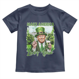 Funny Trump St. Patrick's Day Toddler T Shirt Make America Lucky Again TS09 Navy Print Your Wear