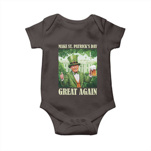 Funny Trump Make St. Patrick's Great Again Baby Onesie Shamrock Daddy's Home TS09 Dark Chocolate Print Your Wear