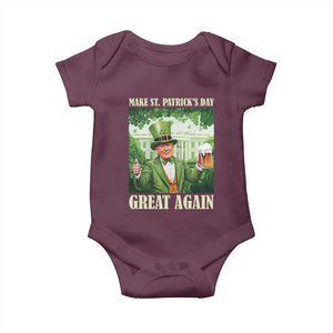 Funny Trump Make St. Patrick's Great Again Baby Onesie Shamrock Daddy's Home TS09 Maroon Print Your Wear