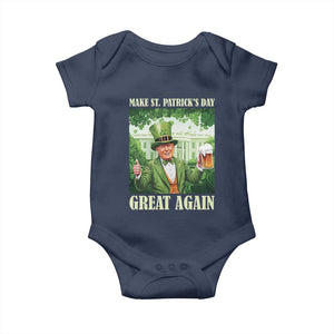Funny Trump Make St. Patrick's Great Again Baby Onesie Shamrock Daddy's Home TS09 Navy Print Your Wear