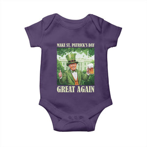 Funny Trump Make St. Patrick's Great Again Baby Onesie Shamrock Daddy's Home TS09 Purple Print Your Wear