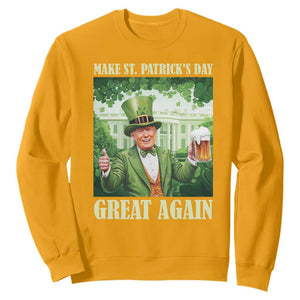 Funny Trump Make St. Patrick's Great Again Sweatshirt Shamrock Daddy's Home TS09 Gold Print Your Wear