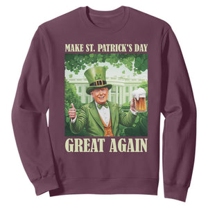 Funny Trump Make St. Patrick's Great Again Sweatshirt Shamrock Daddy's Home TS09 Maroon Print Your Wear