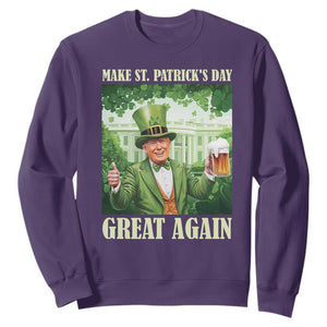 Funny Trump Make St. Patrick's Great Again Sweatshirt Shamrock Daddy's Home TS09 Purple Print Your Wear