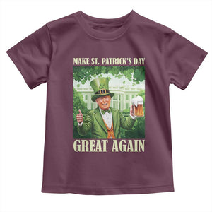 Funny Trump Make St. Patrick's Great Again Toddler T Shirt Shamrock Daddy's Home TS09 Maroon Print Your Wear