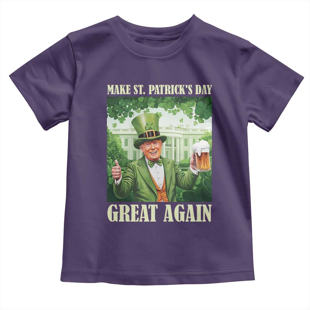 Funny Trump Make St. Patrick's Great Again Toddler T Shirt Shamrock Daddy's Home TS09 Purple Print Your Wear
