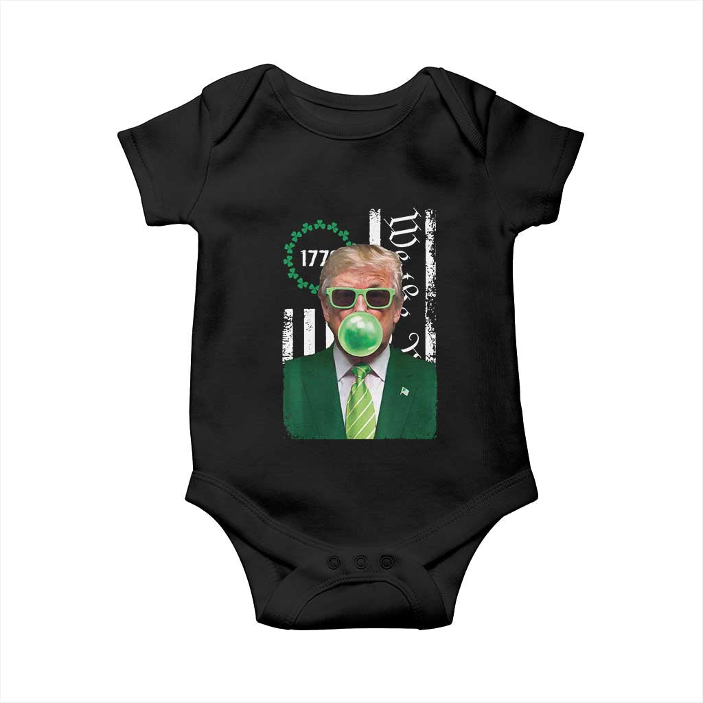 Funny Trump St. Patrick's Day Baby Onesie Trump Green Bubble Gum Anerica Flag TS09 Black Print Your Wear