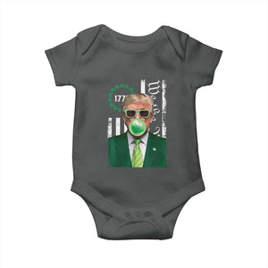 Funny Trump St. Patrick's Day Baby Onesie Trump Green Bubble Gum Anerica Flag TS09 Dark Heather Print Your Wear