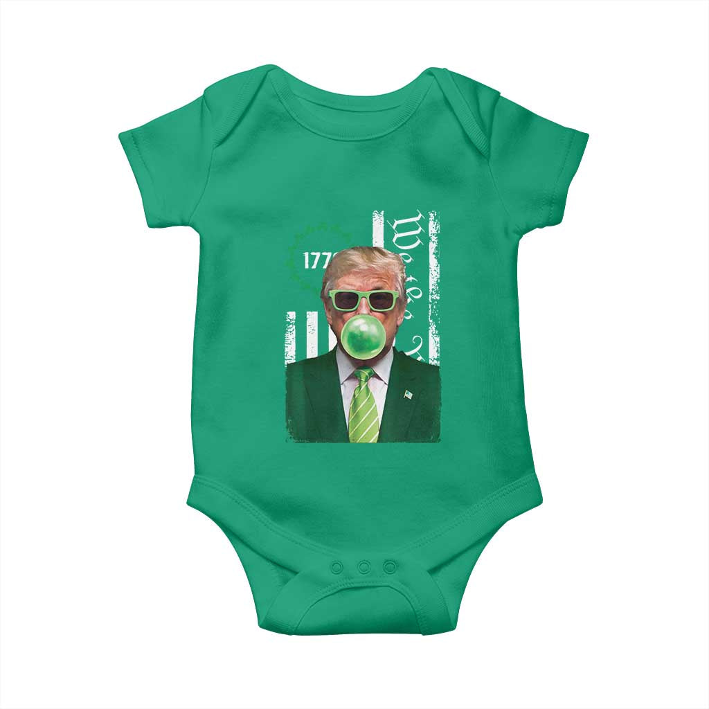 Funny Trump St. Patrick's Day Baby Onesie Trump Green Bubble Gum Anerica Flag TS09 Irish Green Print Your Wear