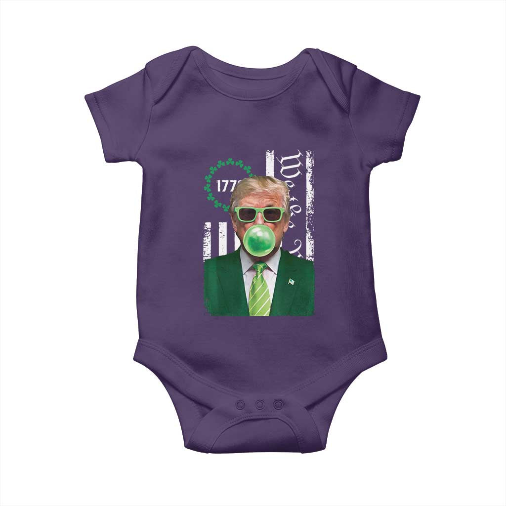 Funny Trump St. Patrick's Day Baby Onesie Trump Green Bubble Gum Anerica Flag TS09 Purple Print Your Wear