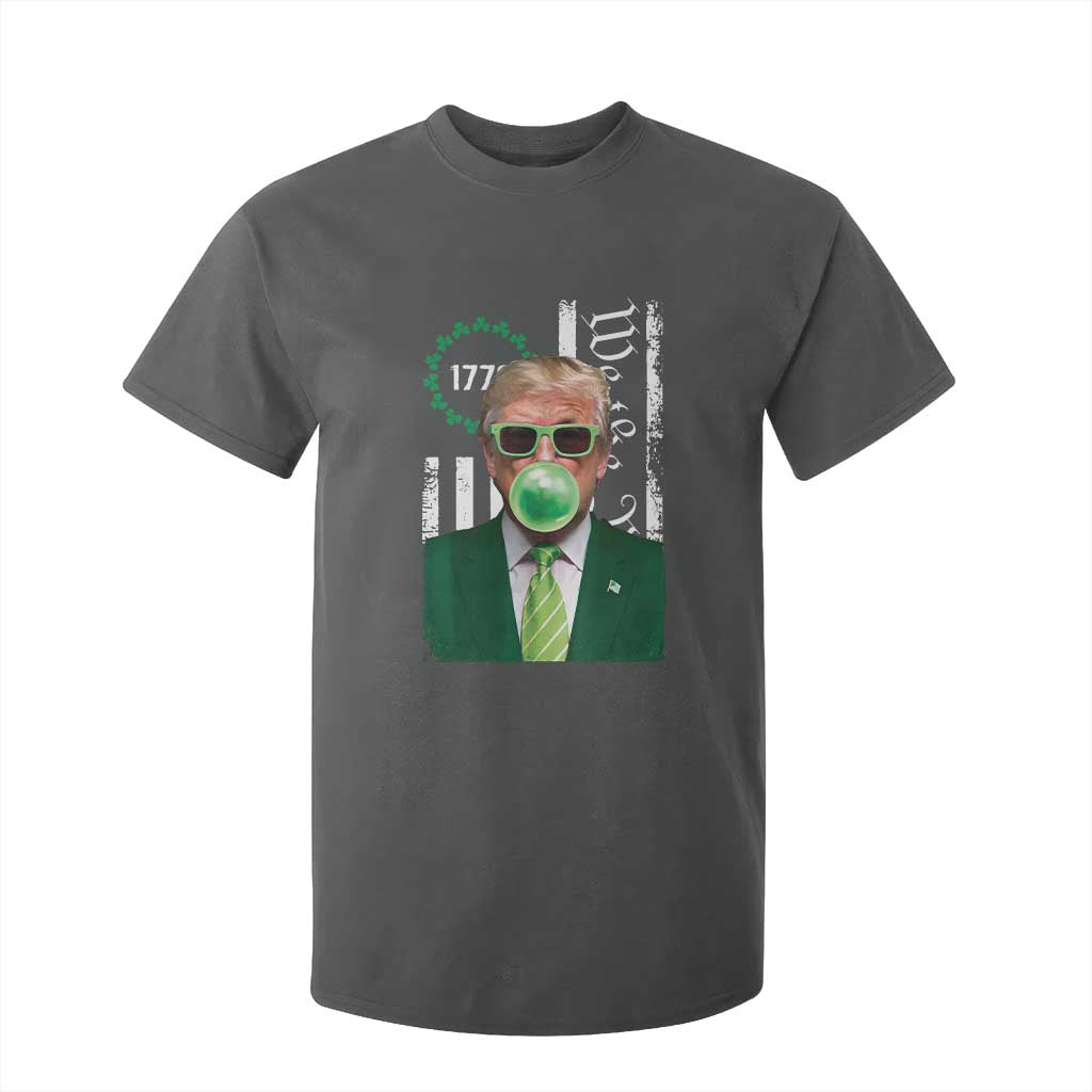 Funny Trump St. Patrick's Day T Shirt For Kid Trump Green Bubble Gum Anerica Flag TS09 Dark Heather Print Your Wear