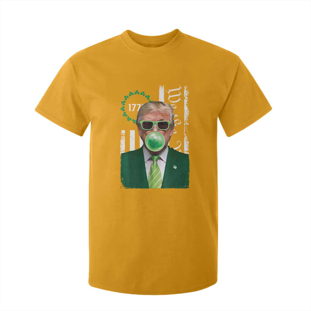Funny Trump St. Patrick's Day T Shirt For Kid Trump Green Bubble Gum Anerica Flag TS09 Gold Print Your Wear