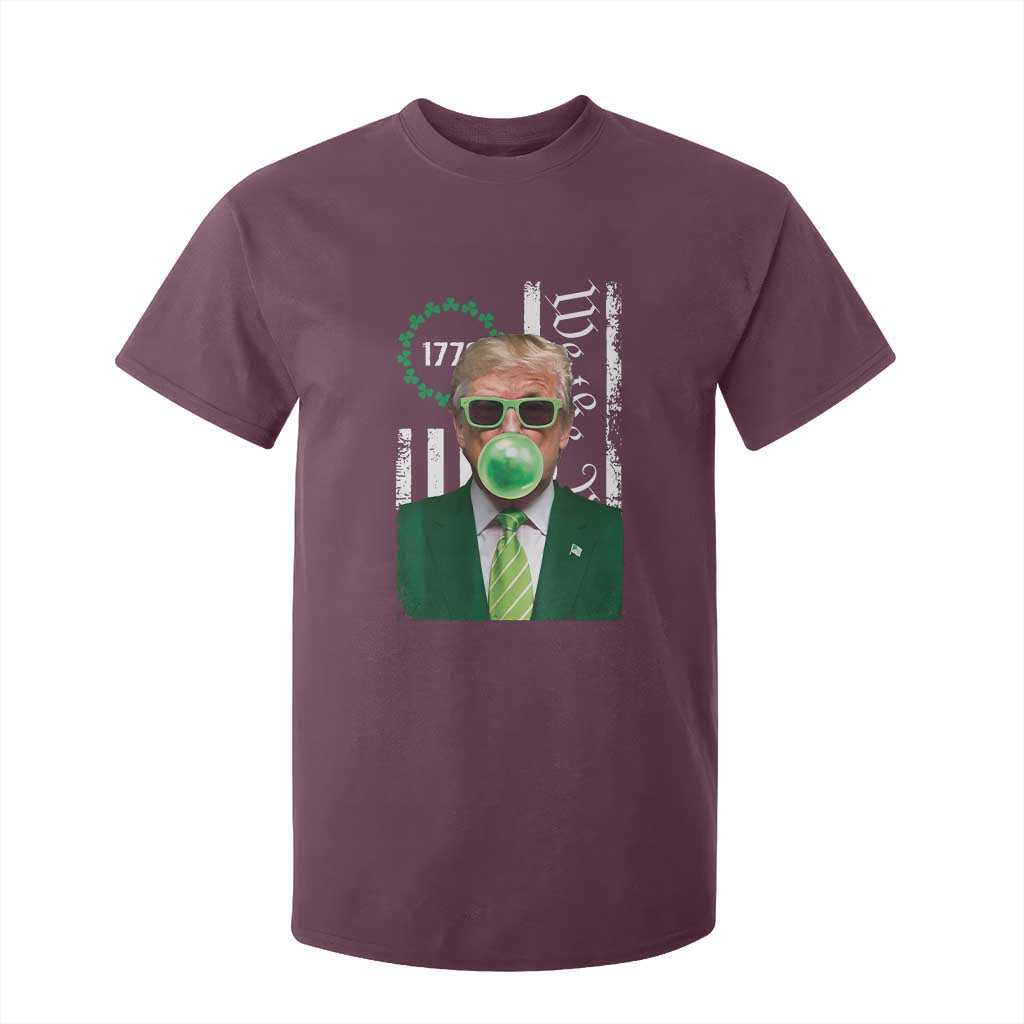 Funny Trump St. Patrick's Day T Shirt For Kid Trump Green Bubble Gum Anerica Flag TS09 Maroon Print Your Wear