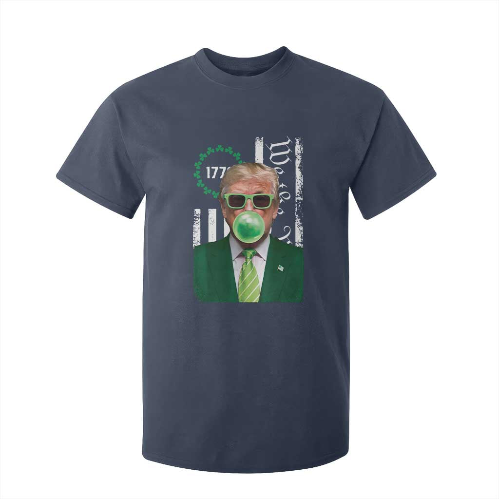 Funny Trump St. Patrick's Day T Shirt For Kid Trump Green Bubble Gum Anerica Flag TS09 Navy Print Your Wear