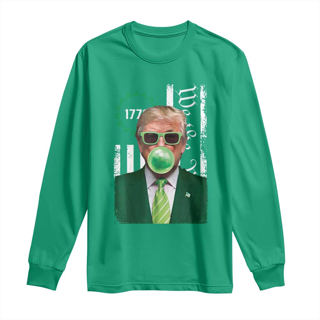 Funny Trump St. Patrick's Day Long Sleeve Shirt Trump Green Bubble Gum Anerica Flag TS09 Irish Green Print Your Wear