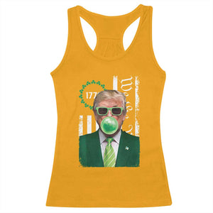 Funny Trump St. Patrick's Day Racerback Tank Top Trump Green Bubble Gum Anerica Flag TS09 Gold Print Your Wear