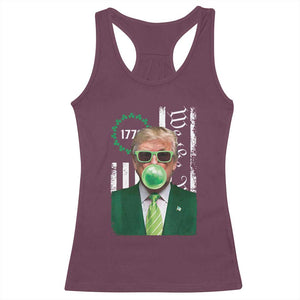 Funny Trump St. Patrick's Day Racerback Tank Top Trump Green Bubble Gum Anerica Flag TS09 Maroon Print Your Wear