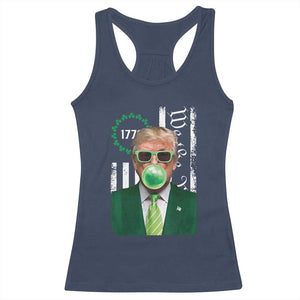 Funny Trump St. Patrick's Day Racerback Tank Top Trump Green Bubble Gum Anerica Flag TS09 Navy Print Your Wear