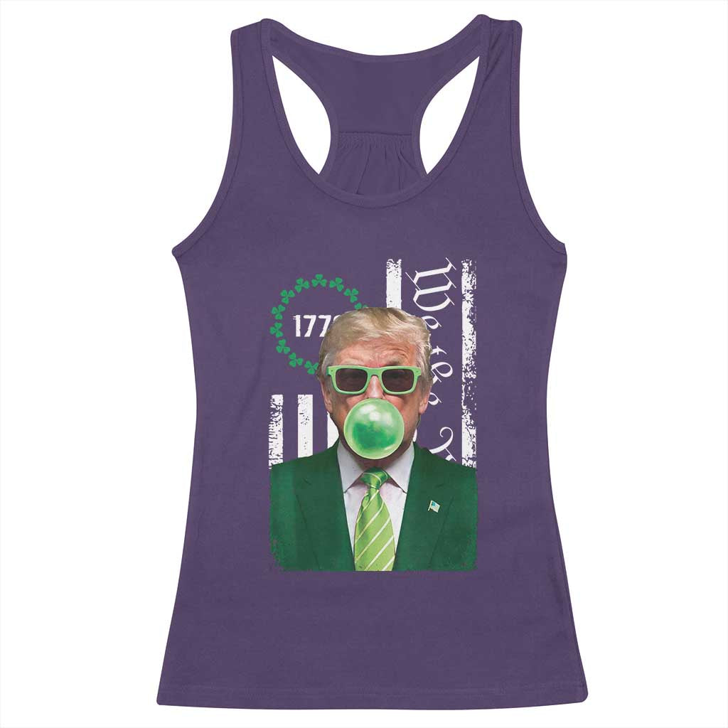 Funny Trump St. Patrick's Day Racerback Tank Top Trump Green Bubble Gum Anerica Flag TS09 Purple Print Your Wear