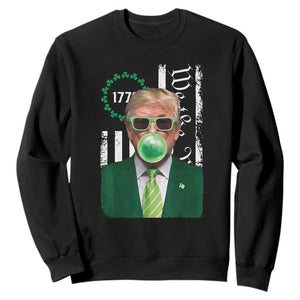 Funny Trump St. Patrick's Day Sweatshirt Trump Green Bubble Gum Anerica Flag TS09 Black Print Your Wear