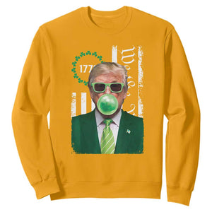 Funny Trump St. Patrick's Day Sweatshirt Trump Green Bubble Gum Anerica Flag TS09 Gold Print Your Wear