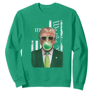 Funny Trump St. Patrick's Day Sweatshirt Trump Green Bubble Gum Anerica Flag TS09 Irish Green Print Your Wear
