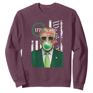 Funny Trump St. Patrick's Day Sweatshirt Trump Green Bubble Gum Anerica Flag TS09 Maroon Print Your Wear