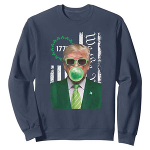 Funny Trump St. Patrick's Day Sweatshirt Trump Green Bubble Gum Anerica Flag TS09 Navy Print Your Wear