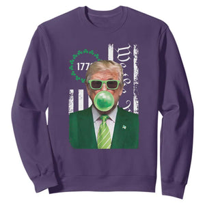 Funny Trump St. Patrick's Day Sweatshirt Trump Green Bubble Gum Anerica Flag TS09 Purple Print Your Wear