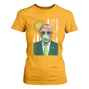 Funny Trump St. Patrick's Day T Shirt For Women Trump Green Bubble Gum Anerica Flag TS09 Gold Print Your Wear