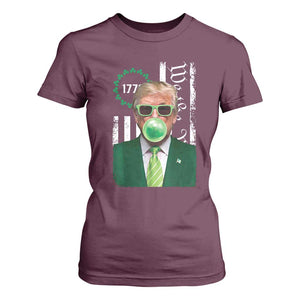 Funny Trump St. Patrick's Day T Shirt For Women Trump Green Bubble Gum Anerica Flag TS09 Maroon Print Your Wear
