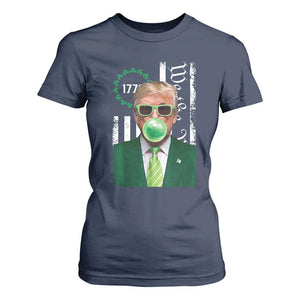 Funny Trump St. Patrick's Day T Shirt For Women Trump Green Bubble Gum Anerica Flag TS09 Navy Print Your Wear