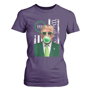 Funny Trump St. Patrick's Day T Shirt For Women Trump Green Bubble Gum Anerica Flag TS09 Purple Print Your Wear