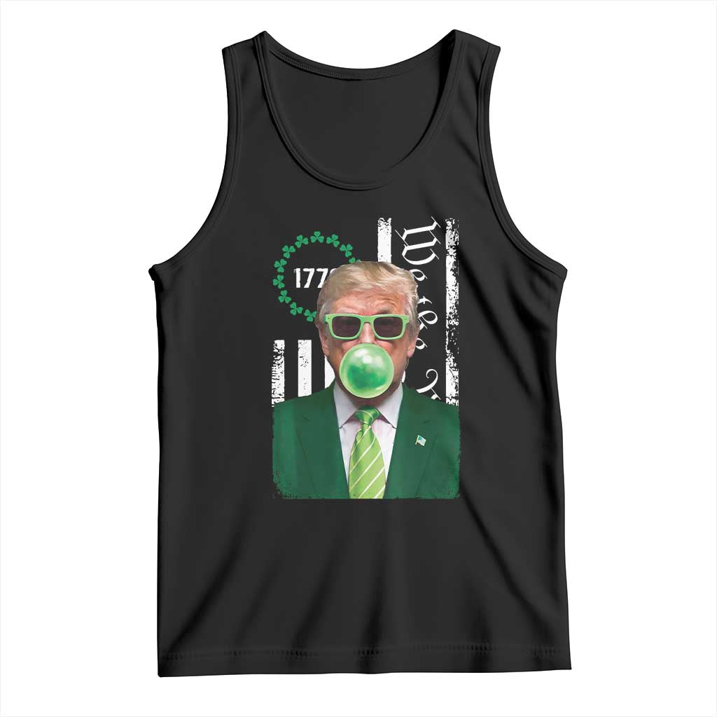 Funny Trump St. Patrick's Day Tank Top Trump Green Bubble Gum Anerica Flag TS09 Black Print Your Wear