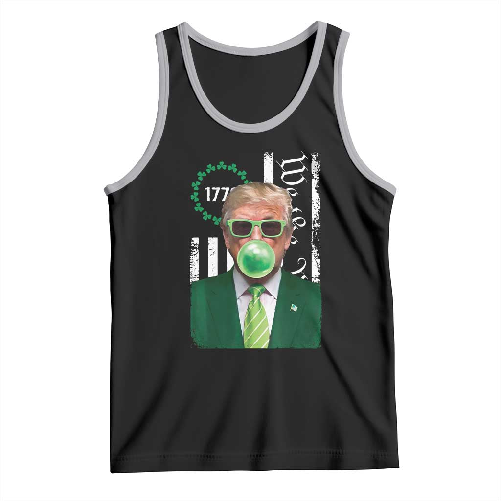 Funny Trump St. Patrick's Day Tank Top Trump Green Bubble Gum Anerica Flag TS09 Black Athletic Heather Print Your Wear