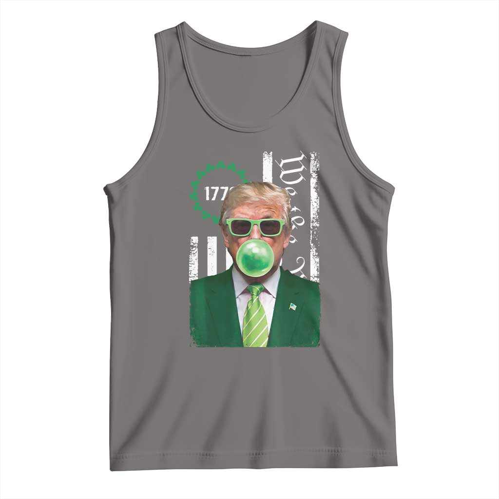 Funny Trump St. Patrick's Day Tank Top Trump Green Bubble Gum Anerica Flag TS09 Deep Heather Print Your Wear