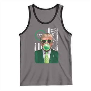 Funny Trump St. Patrick's Day Tank Top Trump Green Bubble Gum Anerica Flag TS09 Deep Heather Black Print Your Wear