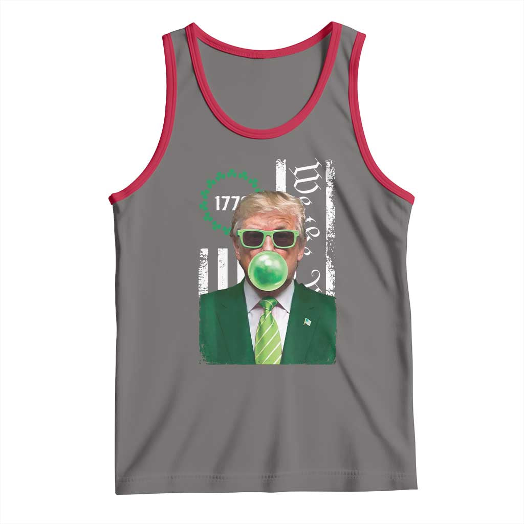Funny Trump St. Patrick's Day Tank Top Trump Green Bubble Gum Anerica Flag TS09 Deep Heather Red Print Your Wear