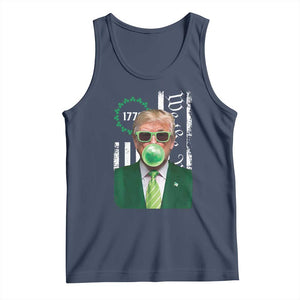 Funny Trump St. Patrick's Day Tank Top Trump Green Bubble Gum Anerica Flag TS09 Navy Print Your Wear