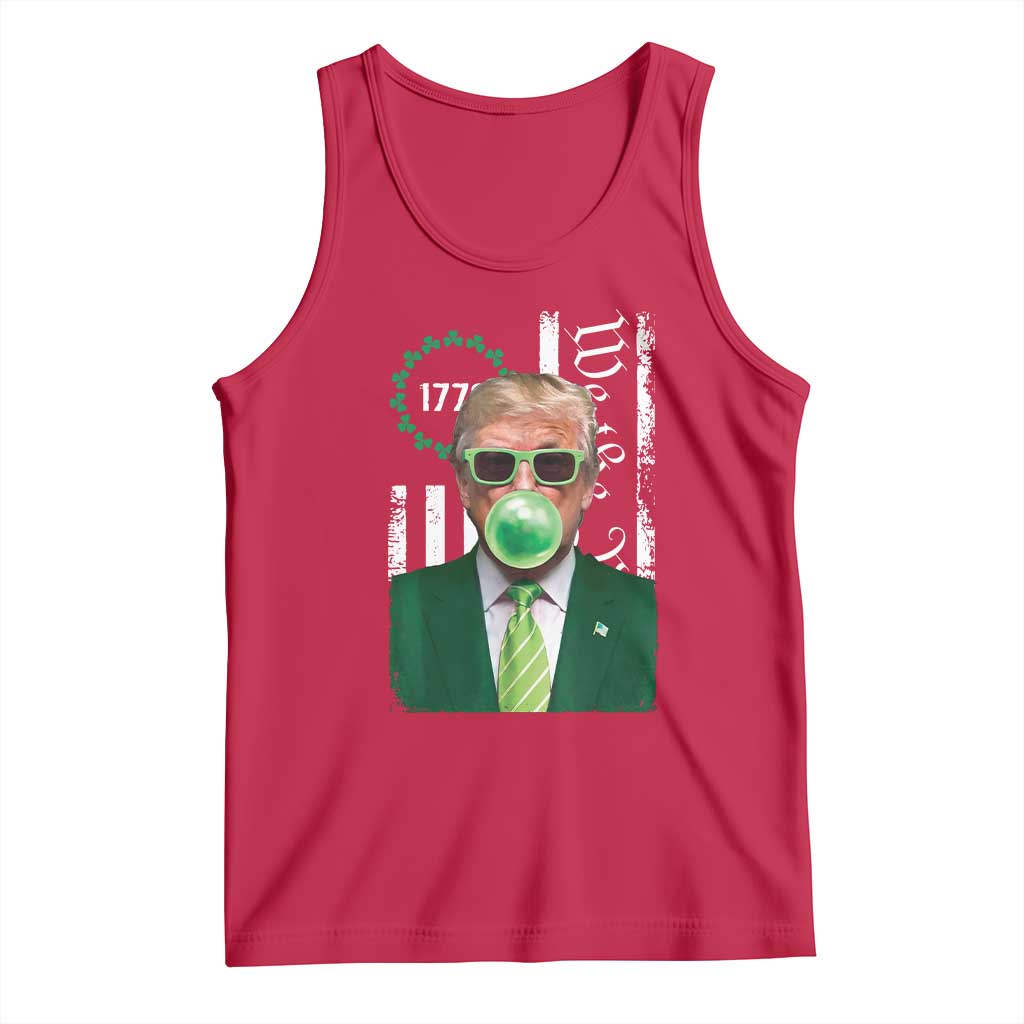 Funny Trump St. Patrick's Day Tank Top Trump Green Bubble Gum Anerica Flag TS09 Red Print Your Wear