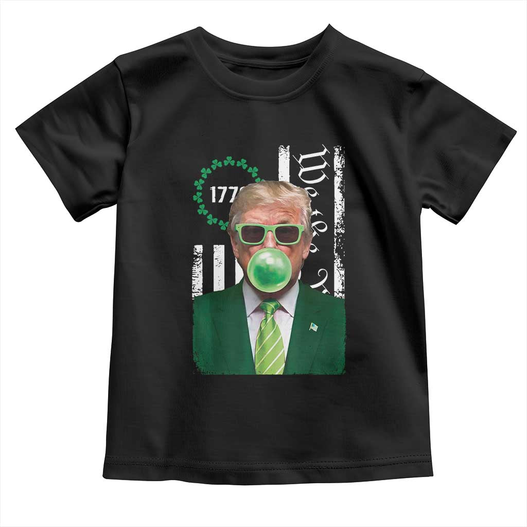 Funny Trump St. Patrick's Day Toddler T Shirt Trump Green Bubble Gum Anerica Flag TS09 Black Print Your Wear