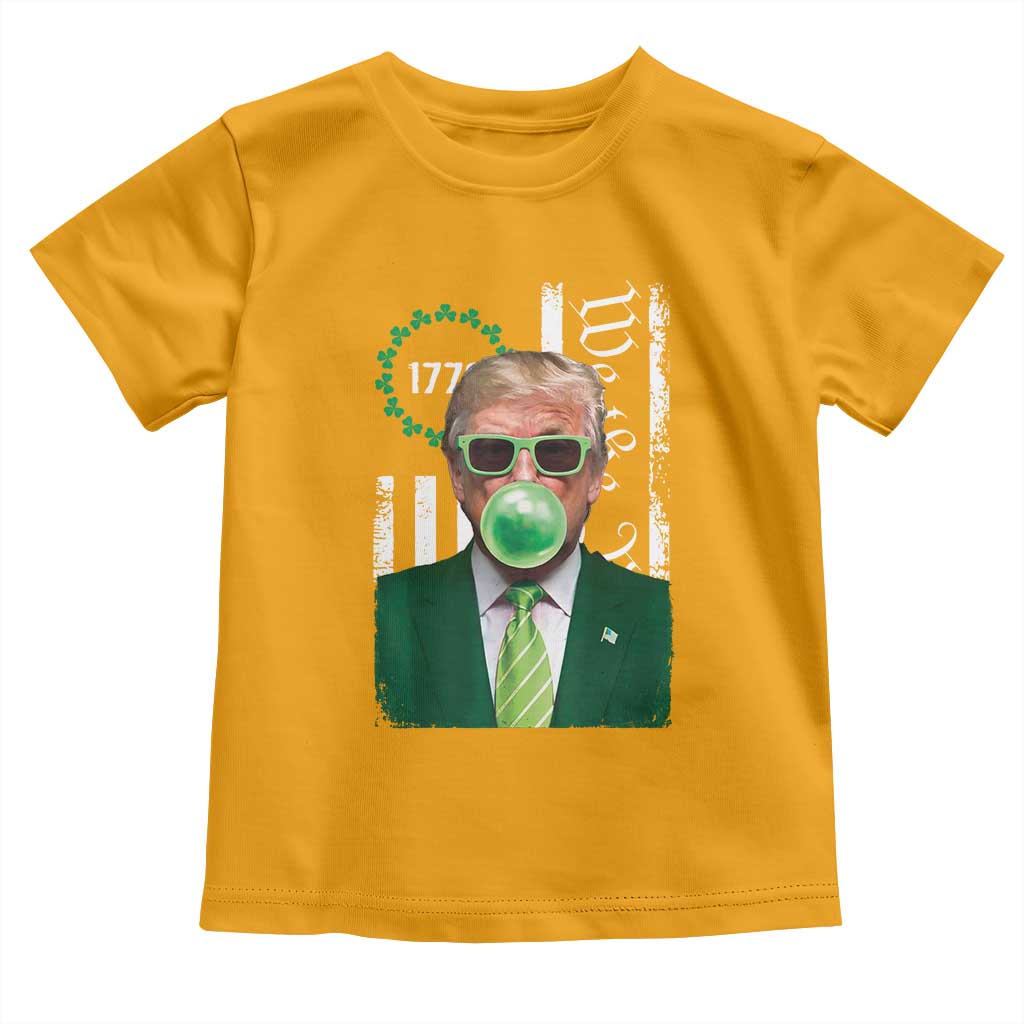 Funny Trump St. Patrick's Day Toddler T Shirt Trump Green Bubble Gum Anerica Flag TS09 Gold Print Your Wear
