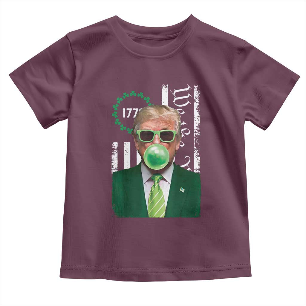 Funny Trump St. Patrick's Day Toddler T Shirt Trump Green Bubble Gum Anerica Flag TS09 Maroon Print Your Wear