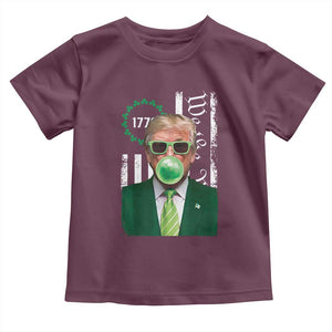 Funny Trump St. Patrick's Day Toddler T Shirt Trump Green Bubble Gum Anerica Flag TS09 Maroon Print Your Wear