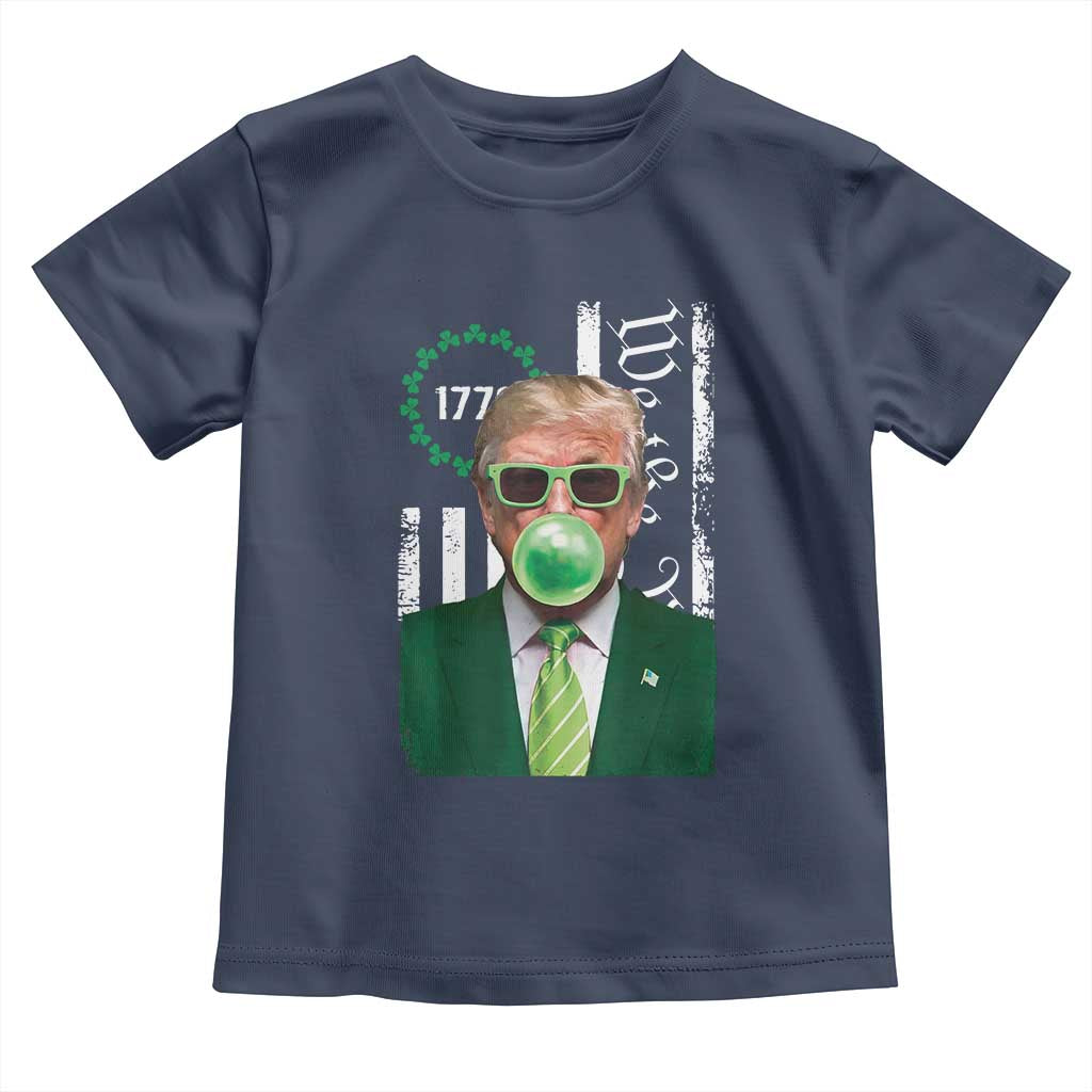 Funny Trump St. Patrick's Day Toddler T Shirt Trump Green Bubble Gum Anerica Flag TS09 Navy Print Your Wear