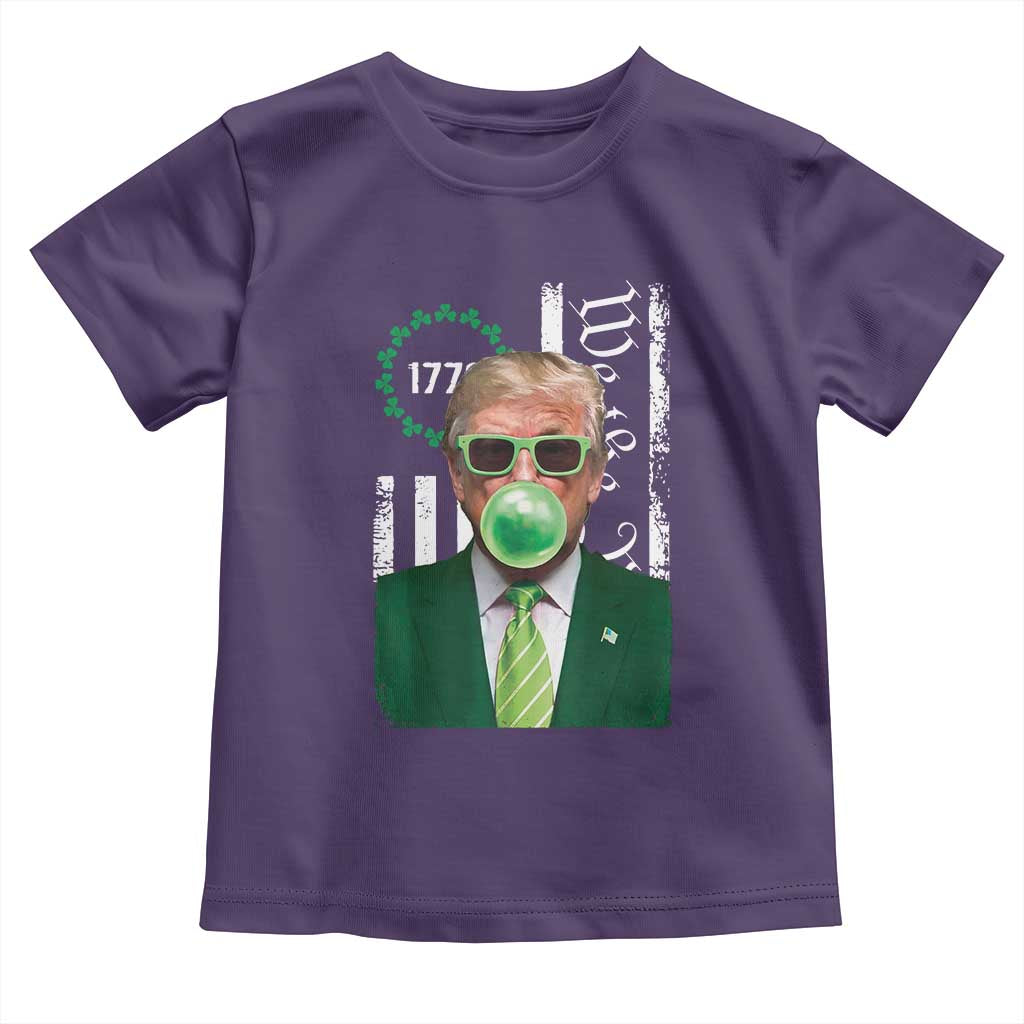 Funny Trump St. Patrick's Day Toddler T Shirt Trump Green Bubble Gum Anerica Flag TS09 Purple Print Your Wear