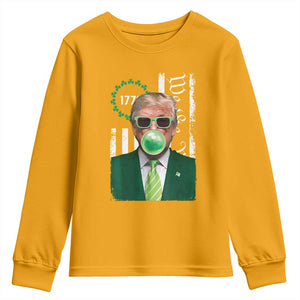 Funny Trump St. Patrick's Day Youth Sweatshirt Trump Green Bubble Gum Anerica Flag TS09 Gold Print Your Wear